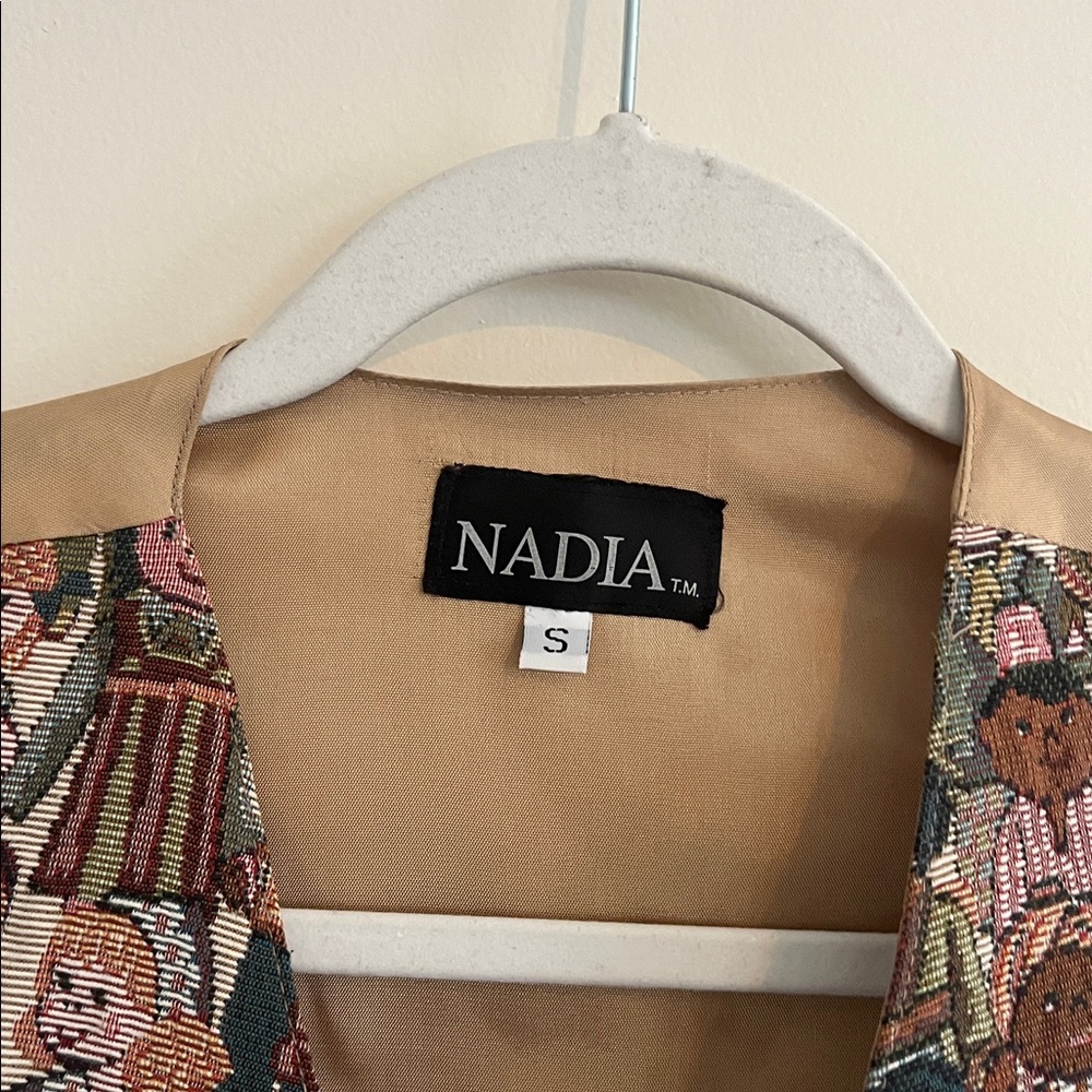 Vintage Nadia Tapestry Vest Waist Coat Children of the World Small World Culture - Picture 2 of 5